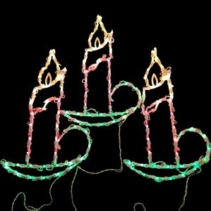 Set Of 3 Vintage Lighted Candle Silhouette's For Windows Or Walls